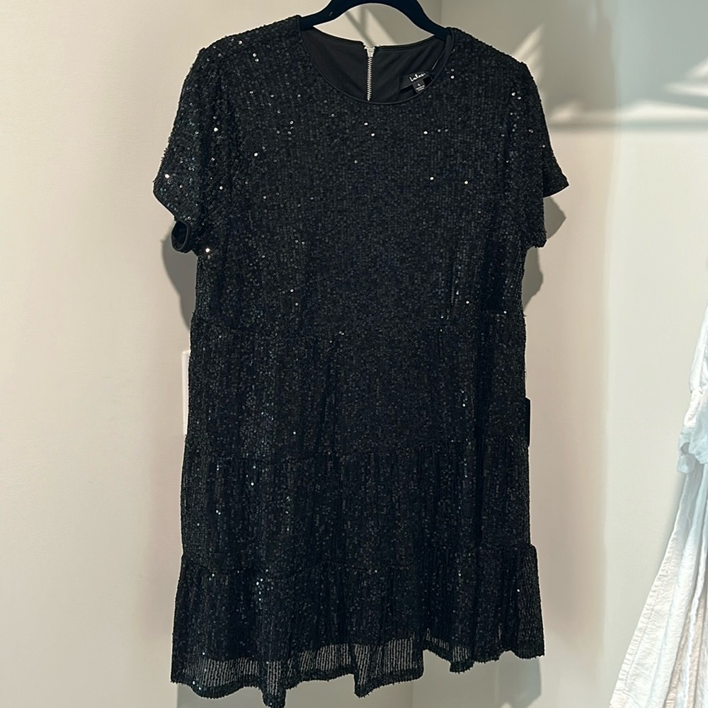 Lulus Black Sequin Mini Shift Dress